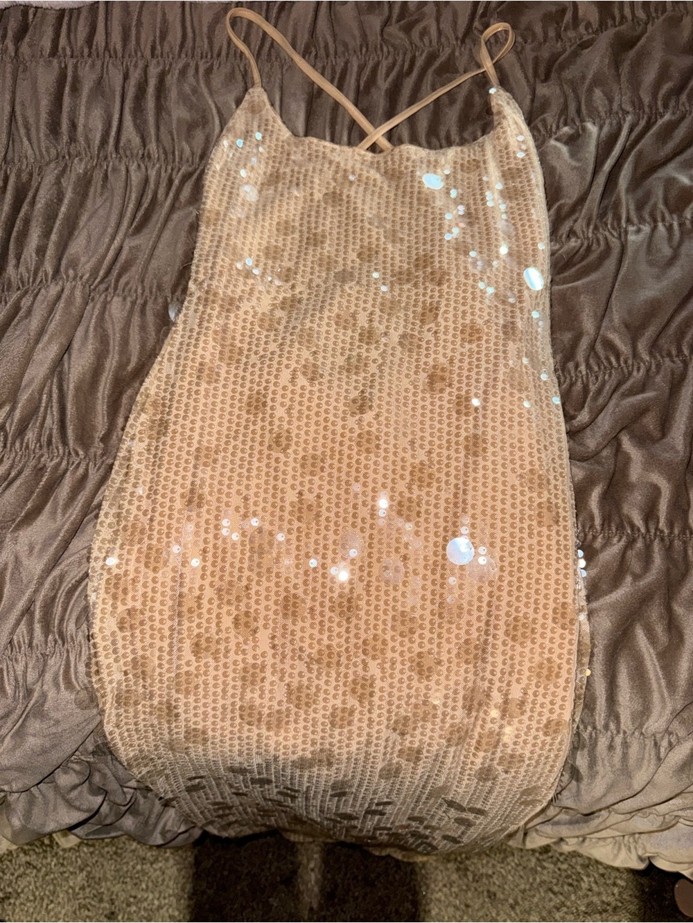 SHEIN Sequin Maxi Dress in Nude Blush